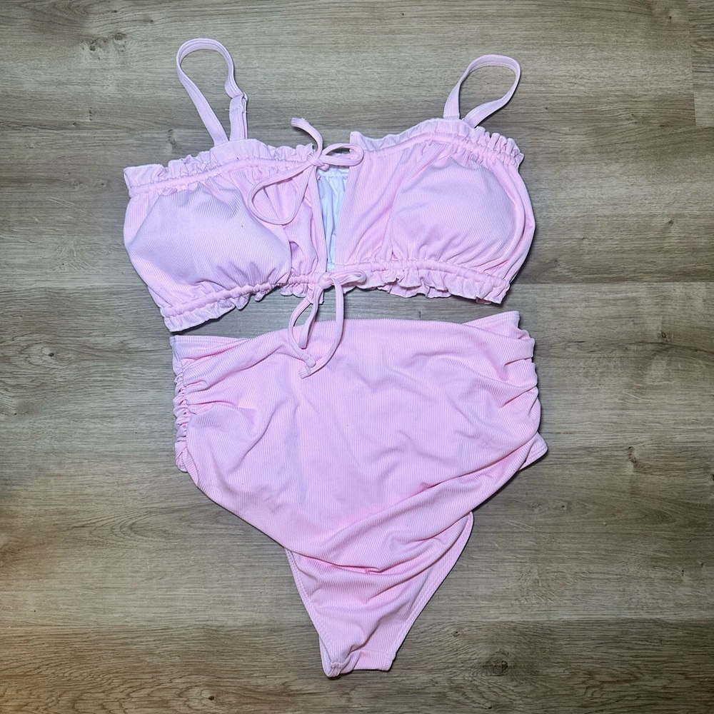 Pink Ruffled Bikini Set